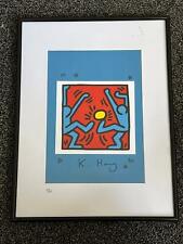 Keith Haring Untitled Framed Art (Blue Footballers, Yellow Ball) Limited Edition for sale  Shipping to South Africa