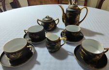 Hetoco giapponese classico set da tè in ceramica bianca con motivo di montagna teiera e 4 tazze da tè Mountain 