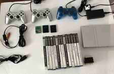 Retro Sony PlayStation 2 PS2 Slim Sliver  Console & 14 Games 3 Controller Bundle for sale  Shipping to South Africa