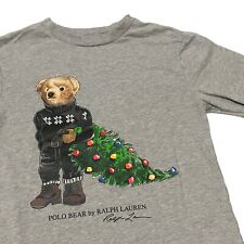 Camisa polo Ralph Lauren urso com árvore de Natal meninos tamanho pequeno 8 manga longa cinza comprar usado  Enviando para Brazil