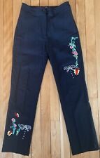Pantalones negros elásticos de estrás bordados coloridos KaK Selection (2) segunda mano  Embacar hacia Argentina