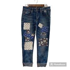 Jeans American Eagle Outfitters patchwork Tomgirl azul denim bainha enrolada tamanho 2 comprar usado  Enviando para Brazil