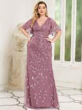 2023 Plus Size Elegant Evening Dress Long O-Neck Chiffon Short Sleeve Dress for sale  Shipping to South Africa