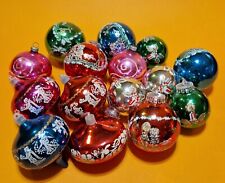 Vintage retro 1970s 1980s 16 shiny & glitter Christmas tree decorations baubles for sale  Shipping to South Africa