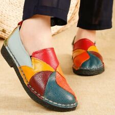 Para mujer Retro Planos Estilo Étnico Mezcla Colores Cabeza Redonda Suela Suave Zapatos de Cuero, usado segunda mano  Embacar hacia Argentina