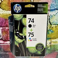 2 New GENUINE HP Printer Ink Cartridges 74 Black & 75 Tri-Color Ink Combo Pack for sale  Shipping to South Africa