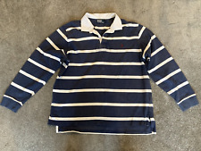 Men's Polo Ralph Lauren Rugby Shirt XXL Blue & White Cotton Good Used Condition for sale  Shipping to South Africa