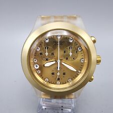 Relógio masculino Swatch Irony cronógrafo diafano ouro transparente 43mm data nova bateria comprar usado  Enviando para Brazil