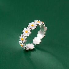 925 Silver Daisy Flower Open Rings Wedding Party Women Jewelry Adjustable segunda mano  Embacar hacia Argentina