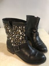 Botas de moda para mujer Steve Madden talla 8,5 M con hebilla de cuero negro con tachuelas al tobillo segunda mano  Embacar hacia Mexico