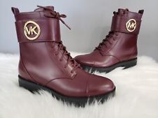 NUEVO Talla 6.5 Michael Kors Tatum Granate Combate Con Cordones Logotipo Botas de Ciruela Borgoña  segunda mano  Embacar hacia Argentina