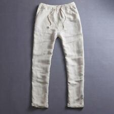 Summer Vintage Mens Beach Rope Tie Drawstring Linen Cotton Trousers Casual Pants til salgs  Frakt til Norway