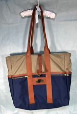 Usado, Bolsa tote Sword & Plough Signature azul couro marrom acabamento lona transporte de viagem comprar usado  Enviando para Brazil