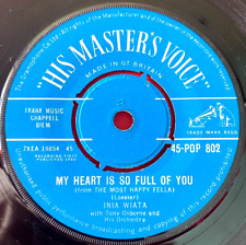 Inia Te Wiata My Heart Is So Full Of You 7" UK ORIG 1960 HMV The Wanderer VINYL na sprzedaż  Wysyłka do Poland