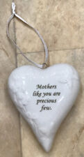 Off White Ceramic Heart Shaped Hanging Ornament Decoration Mum Mother Quote for sale  Shipping to South Africa