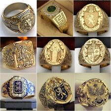 Anéis masculinos exclusivos folheados a ouro 18K com estampa de padrinho crachá joias da nobreza comprar usado  Enviando para Brazil