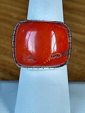 Vintage Rebecca Collins Large Red Coral Sterling Silver Ring Adj. Sz. 7½ -8½ for sale  Lincoln