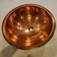 17.75" Round hammered Copper Rimmed Vessel Vanity Bathroom Sink drop in for sale  Shipping to South Africa