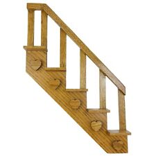 Vintage Wood Staircase Knick Knack Display Shelf Hearts Solid Oak 5 Steps 9x13", used for sale  Shipping to South Africa