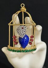 RARE GORGEOUS GLASS RHINESTONE PCH PRICHARE (DIOR ERA)BIRD CAGE BROOCH PENDANT  for sale  Shipping to South Africa