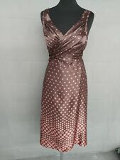TED BAKER brown & pink spotty silk shift dress size 3, used for sale  Shipping to South Africa