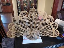 Vintage Brass Peacock Folding Fire Guard Screen- Fireplace- Fan Out for sale  Shipping to South Africa