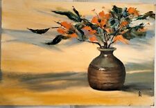 Original Floral Still life Oil on Board Painting by Jean David 30" x 19" for sale  Shipping to South Africa