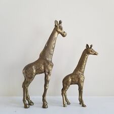 VINTAGE SOLID BRASS GIRAFFE FIGURINE SCULPTURE , Set of 2, used for sale  Shipping to South Africa