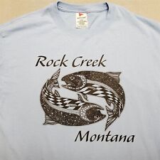 Camisa masculina Montana Nature grande azul tribal nativa Rock Creek truta pesca com mosca comprar usado  Enviando para Brazil