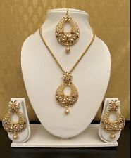 New Asian Indian Pakistani Gold Plated Tikka Earrings Pendant Jewellery Set for sale  BARNSLEY