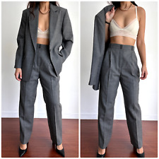 Vintage 100% Wool Suit Womens 10 Gray Plaid Blazer Jacket Pants Set Harve Benard for sale  Shipping to South Africa