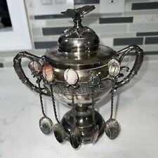 Vintage Barbour, Silver Sugar Bowl With Butterfly On Lid And Five Spoons unique for sale  Shipping to South Africa