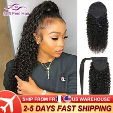 Kinky Curly Human Hair Remy Clip Ins Wrap Around/Drawstring Ponytail Extensions for sale  Shipping to South Africa