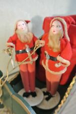 Used, Antique Santa's 2 w/ Wood sled & 8 Flocked Reindeer for sale  Shipping to South Africa