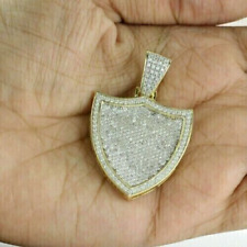 Pingente de berloque escudo camada diamante simulado prata 925 2,18 ct comprar usado  Enviando para Brazil