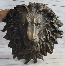100% bronze puro rosto de leão placa pendurada na parede máscara 3D escultura figura hot cast comprar usado  Enviando para Brazil