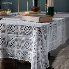 Knit White Crochet Tablecloth Hollow Out TV Table Cotton Tea White Table Cover for sale  Shipping to South Africa