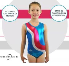 Obersee Gymnastics Leotard Blue Silver Raspberry Foil Size CS for sale  Shipping to South Africa