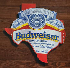Budweiser King of Beers Texas State Shaped Metal Bar Sign - 1990 - Excellent for sale  Shipping to South Africa