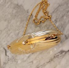 Bolsa de noite SASHA beleza vintage ouro metal concha amêijoa perfeita strass abre, usado comprar usado  Enviando para Brazil