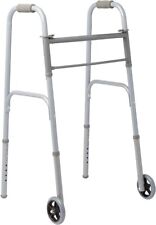 Medline Easy Care Two-Button Folding Walkers 5" Wheels Open Box MDS85410W54BH for sale  Shipping to South Africa