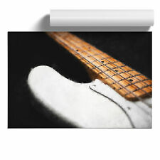 Strings of a White Bass Guitar Painting Wall Art Poster Home Decor Picture for sale  UK