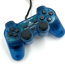 Official Sony OEM PlayStation PS1 PS2 Controller Clear Blue Dual Shock SCPH-1200, used for sale  Shipping to South Africa