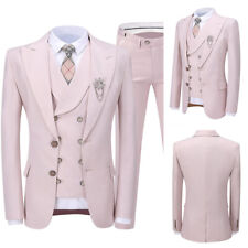 Terno masculino rosa 3 peças peito único casamento festa de negócios formal personalizado comprar usado  Enviando para Brazil