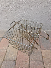 VINTAGE 60s BICYCLE BIKE REAR SADDLE METAL WIRE DOUBLE SIDED DELIVERY BOY BASKET for sale  Shipping to South Africa