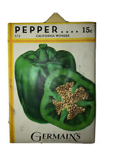 Germain’s Seed Growers Green Pepper California Wonder Seeds Pack *Sealed* 1962 , used for sale  Shipping to South Africa