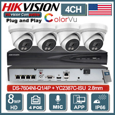Lote de kit de sistema de câmeras de microfone coloridas Hikvision DS-7604NI-Q1/4P 4CH 4POE NVR 8MP comprar usado  Enviando para Brazil