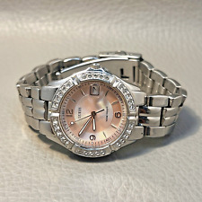 Usado, Relógio feminino Guess Waterpro tom prata rosa mostrador pavê data redonda pulseira de 7" comprar usado  Enviando para Brazil