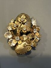 Broche vintage assinado pela regência tom dourado strass grandes pérolas barrocas comprar usado  Enviando para Brazil