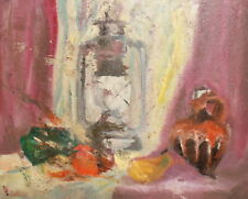 Pintura a óleo expressionista natureza morta com jarro e lâmpada a gás comprar usado  Enviando para Brazil